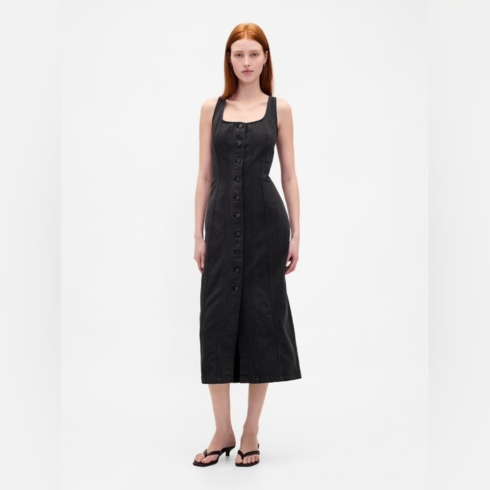 Gap Seamed Buttom Front Midi Dress Size XSP